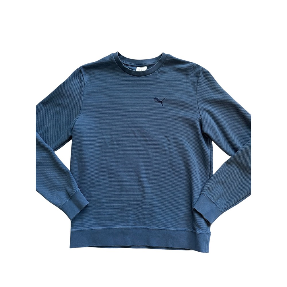 Gorpcore Puma Ribbed Crewneck Sweatshirt Size M Blue Long Sleeve Pullover